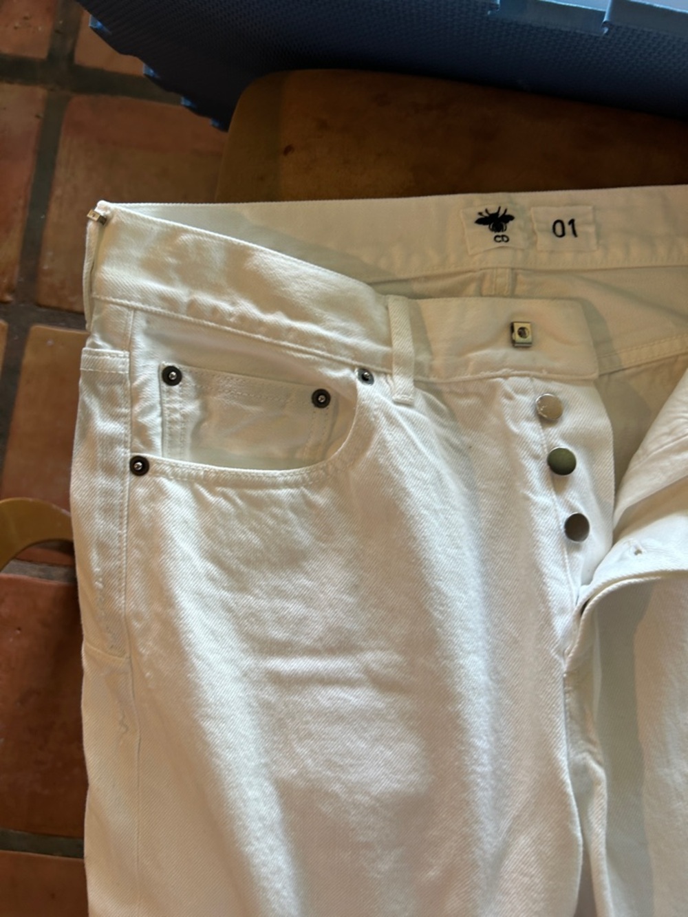 Dior White Denim Jeans with Logo Cuff Trim - Picture 13 of 14